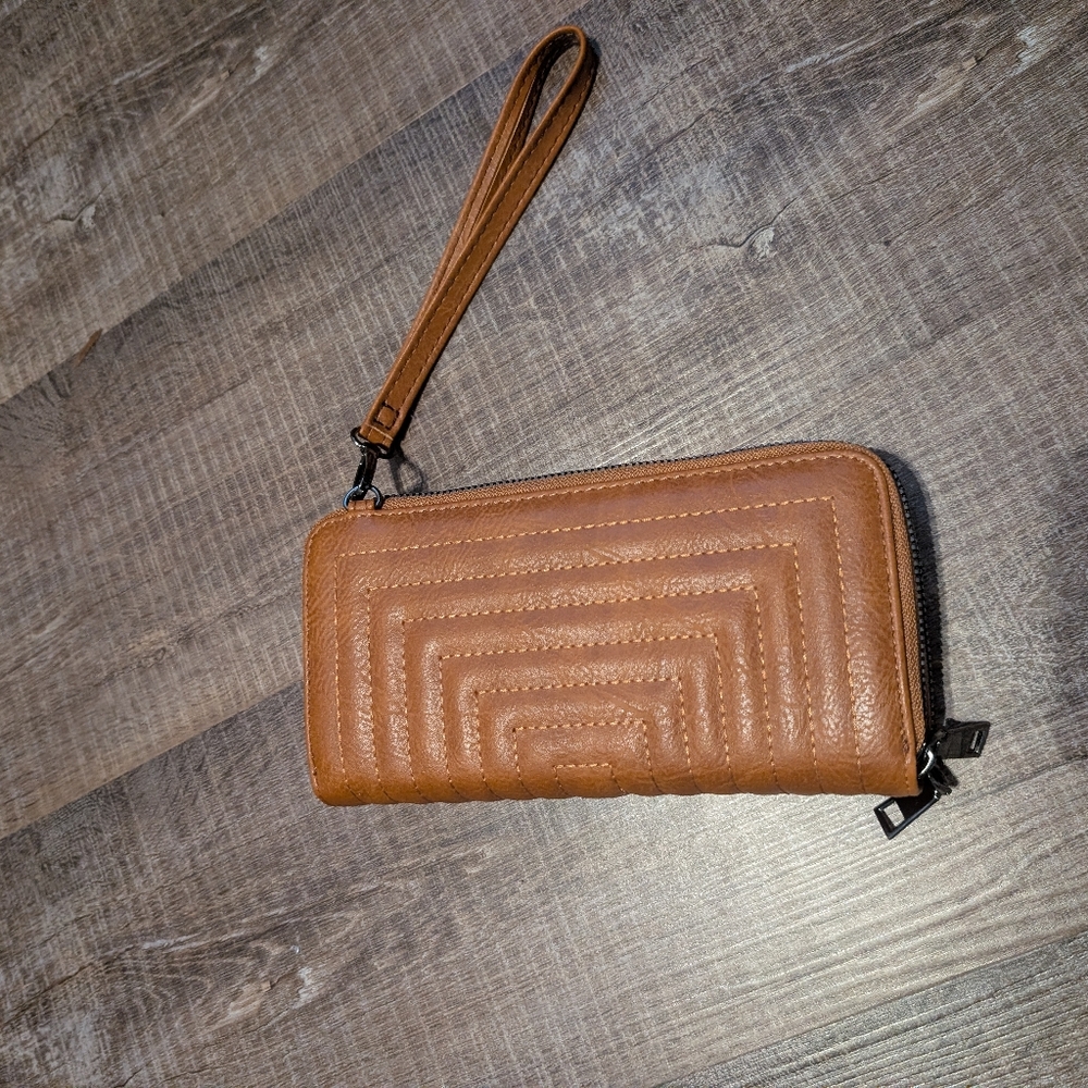 Tan Leather Wristlet Wallet